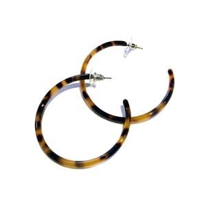 4179 NIP 1" Goldtone Tortoiseshell Gold Hoops Contemporary Drop Earrings Studs